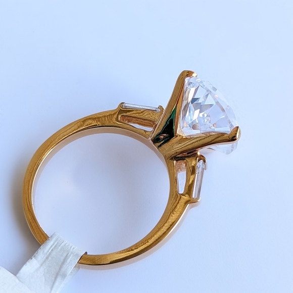 New sterling silver gold plated pear teardrop cut ring 925 - Picture 4 of 5